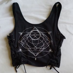 Gothic Crop Top Tank Lace Up | Kendall & Kylie